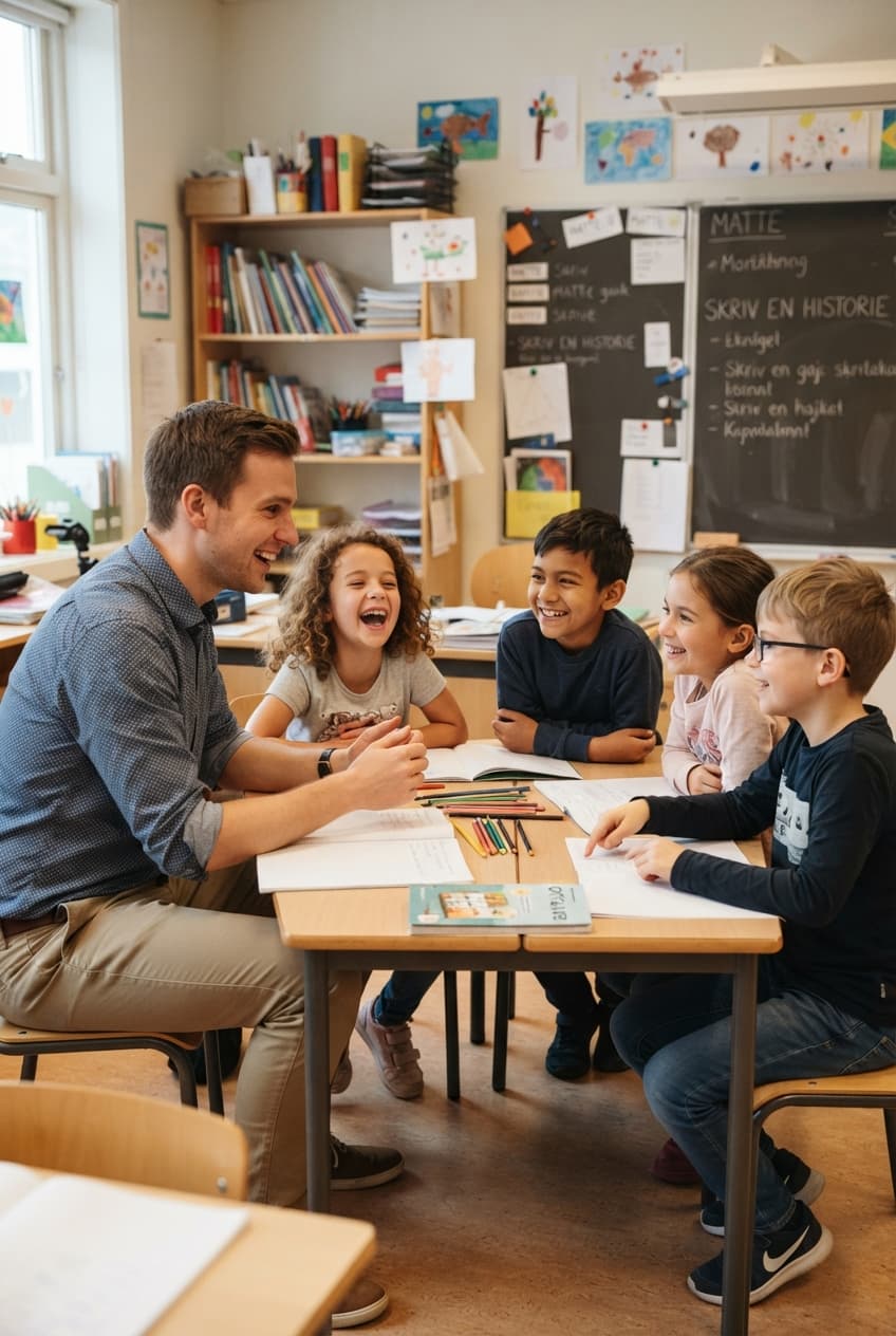 Teacher and students in class